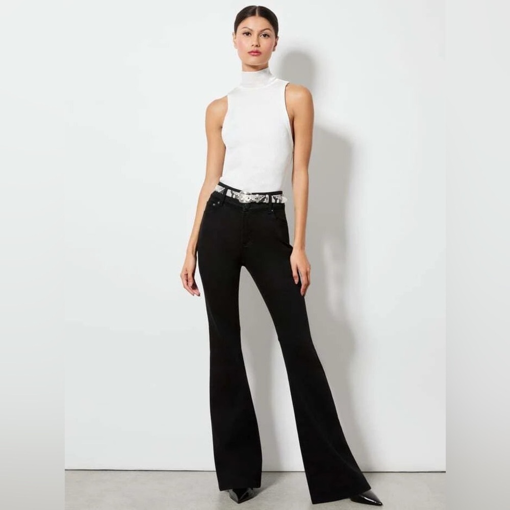 Alice + Olivia Black Flare Wide-Leg Jeans